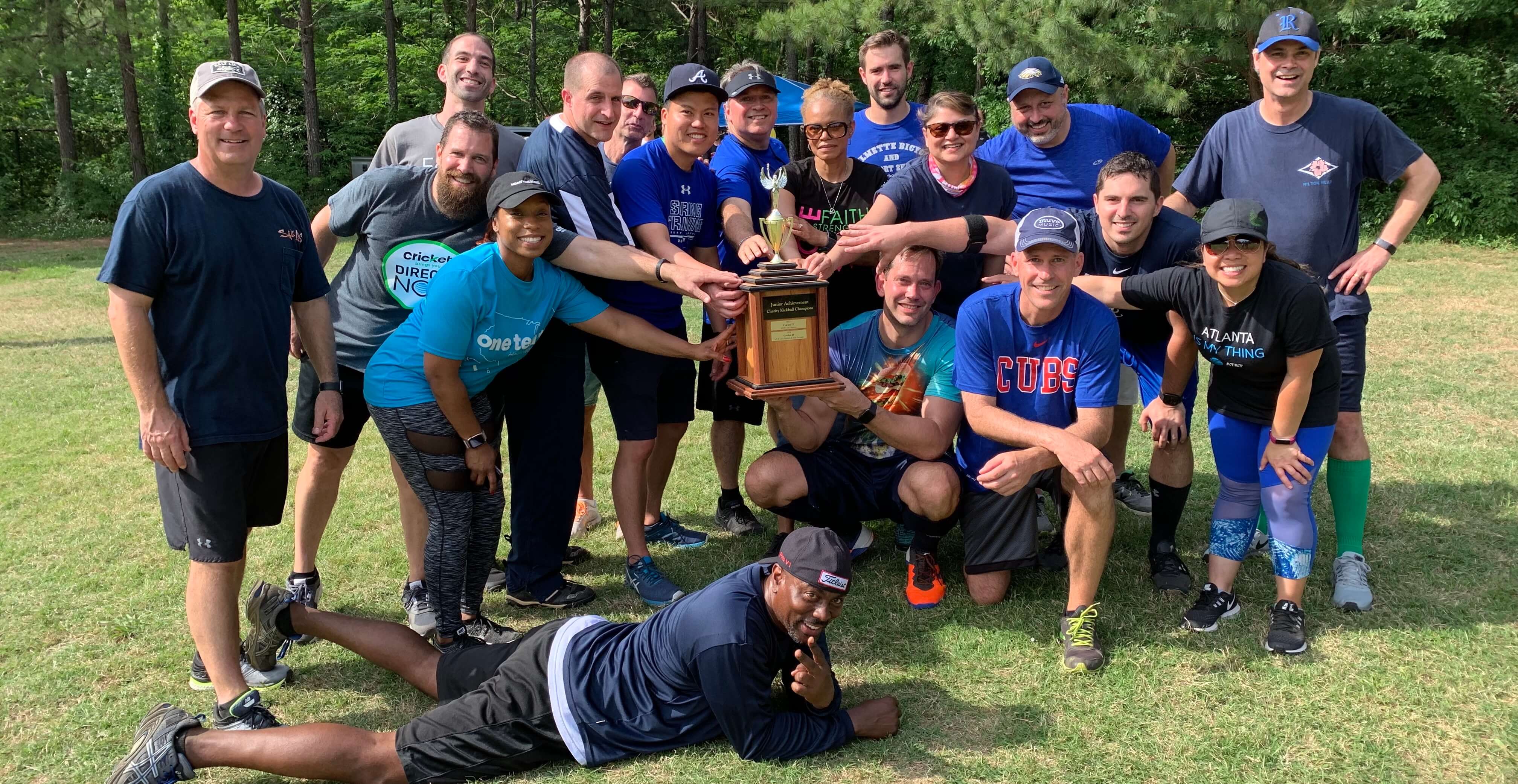 group with trophy